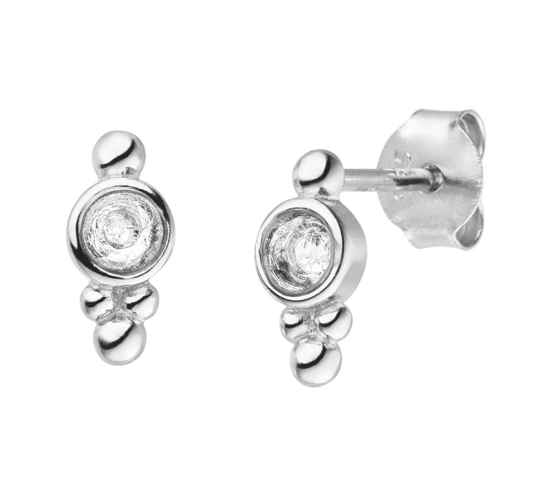 925 Silber Ohrringe mit weißem Topaz Geburtsstein für April  Geborene.