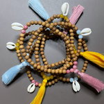 Shanti Bracelet Sandelholz-Stretch, Kauri & Aquamarin