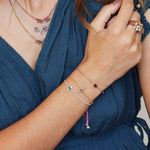 Amethyst Edelstein Armband 925 Silber vergoldet im Boho-Look.