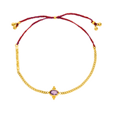 Edelstein Armband Amethyst längenverstellbar 925 Silber vergoldet.