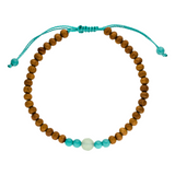 Halschakra Armband mit türkisen Amazonit Steinen und Sandelholz Perlen. Einheitsgröße. Längenverstellbar.