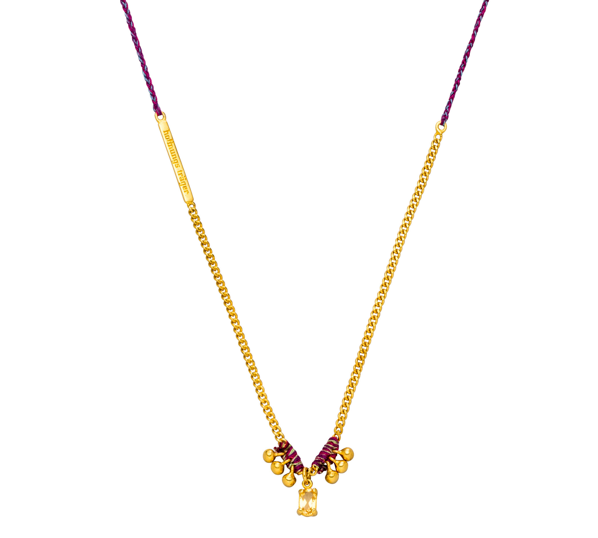 Citrin Kette im Boho-Look 925 Silber vergoldet.