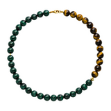 Gemstone necklace “Tiger Eye &amp; Malachite”
