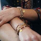 Wrap bracelet wooden beads "Yin Yang" gold