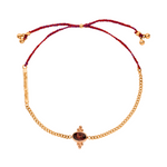 Granat Edelstein Armband mit rotem Band und 925 Silber rosévergoldet. 