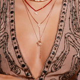 Elefanten Kette „Deep Connection“ aus Sterlingsilber rosé vergoldet, geschliffener Mondstein. Symbol für Verbundenheit, Schutz und inneren Frieden. Länge 50 oder 60 cm.