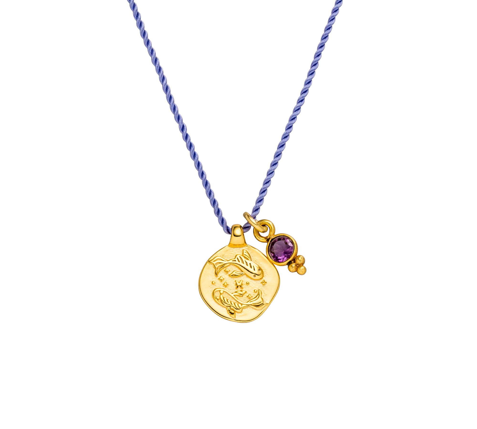 Sternzeichen Kette Fische mit Amethyst in Silber oder Gold. Ein bedeutungsvolles Symbol für Intuition, Vertrauen, Spiritualität und innere Stärke. ✨♓️💜