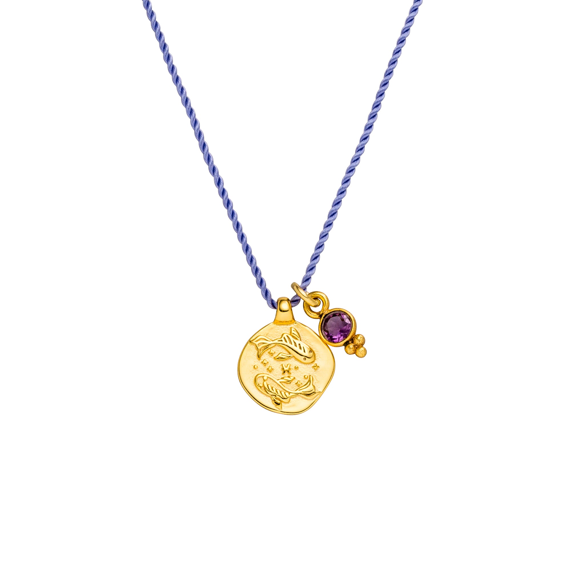 Sternzeichen Kette Fische mit Amethyst in Silber oder Gold. Ein bedeutungsvolles Symbol für Intuition, Vertrauen, Spiritualität und innere Stärke. ✨♓️💜