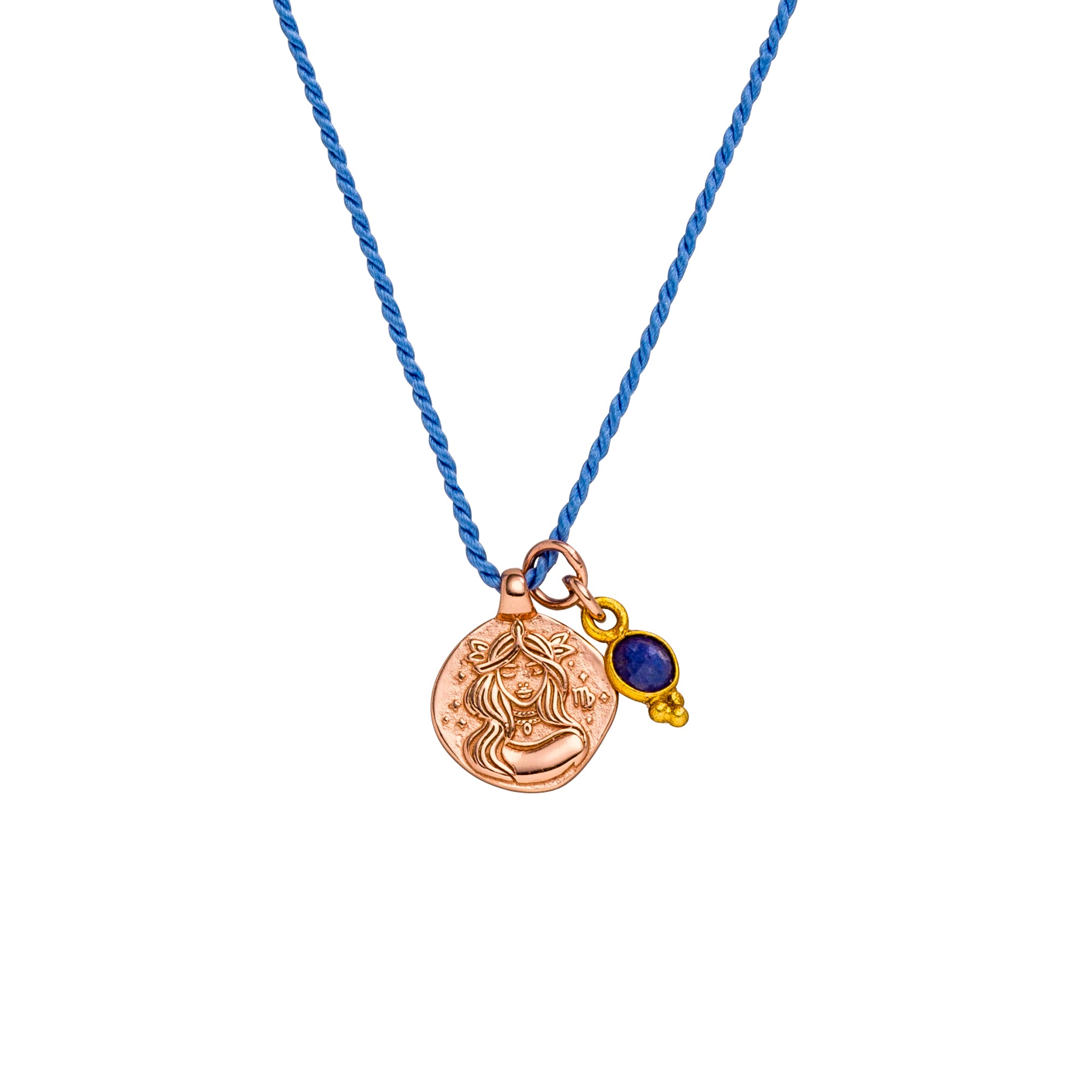Sternzeichen Kette Jungfrau mit Saphir aus Sterlingsilber oder vergoldet. Symbol für Weisheit, Klarheit, Achtsamkeit und die Verbindung zu deiner Seele. ✨💙