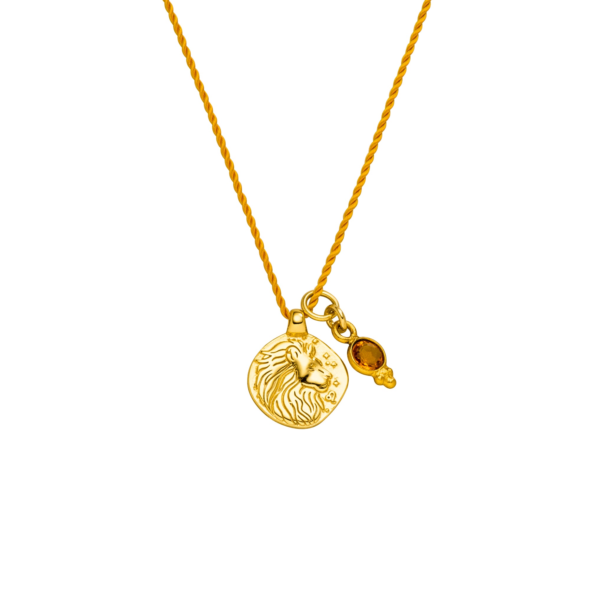 Sternzeichen Kette Löwe mit Citrin und 925er Sterlingsilber. Ein Symbol für Selbstvertrauen, Lebensfreude und die Kraft, dein inneres Licht strahlen zu lassen.