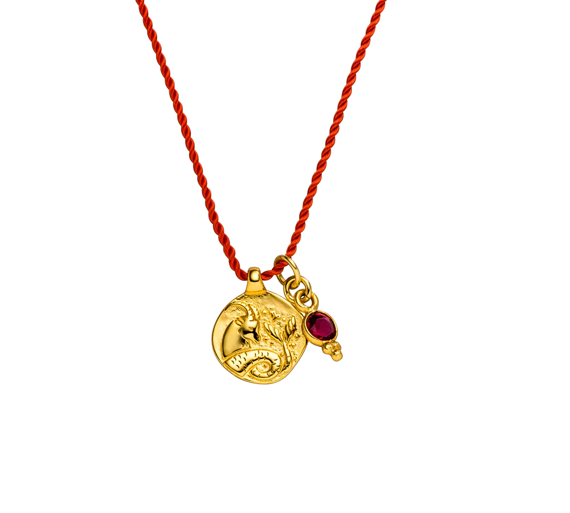 Sternzeichen Kette Steinbock mit Rubin. Symbol für Stärke, Ausdauer und Herzenskraft. Bedeutungsvoller Schmuck aus Silber oder Gold für dein Sternzeichen. ✨♑💗