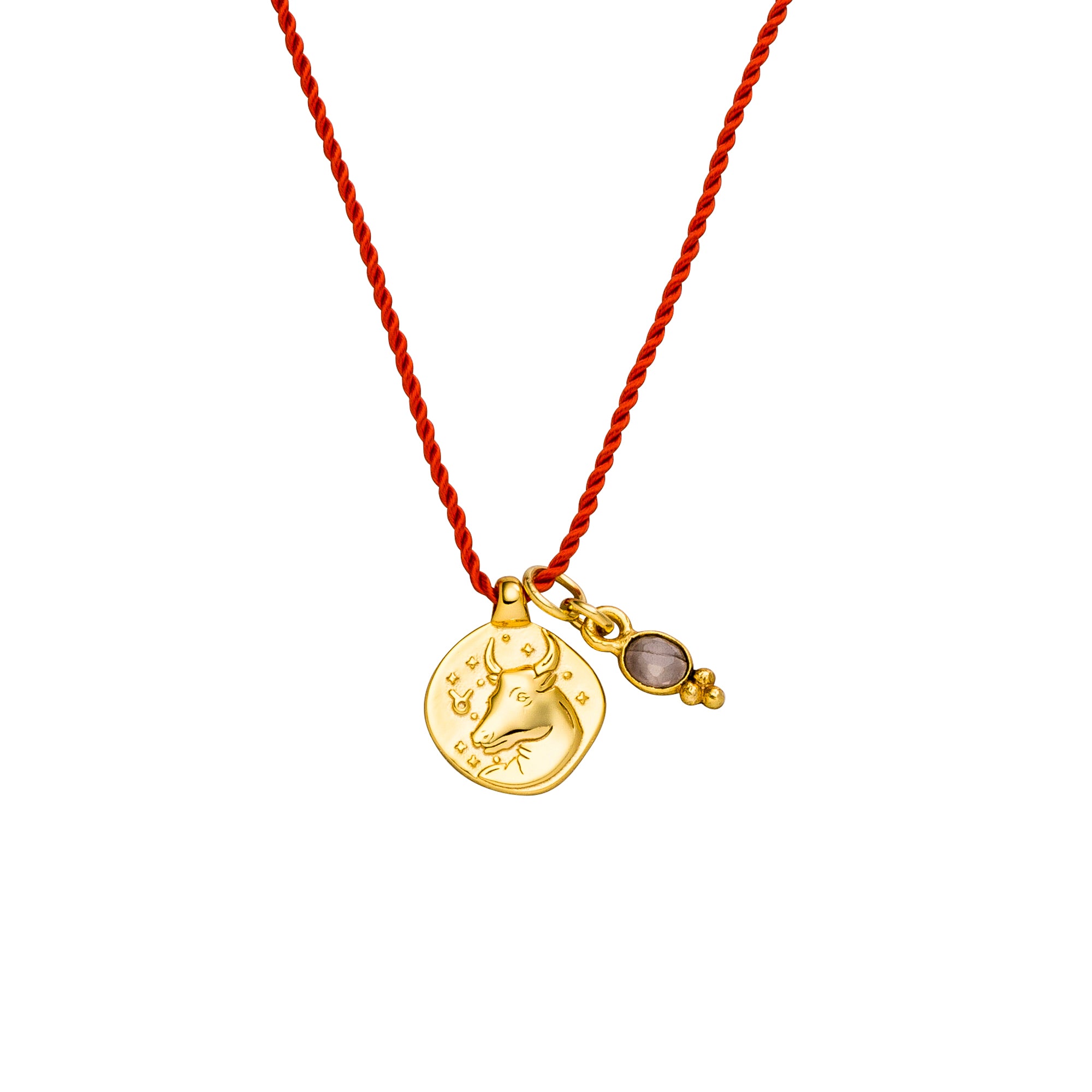 Sternzeichen Kette Stier mit Rosenquarz aus 925er Silber oder vergoldet. Symbol für Liebe, Beständigkeit, Vertrauen und Herzenswärme.