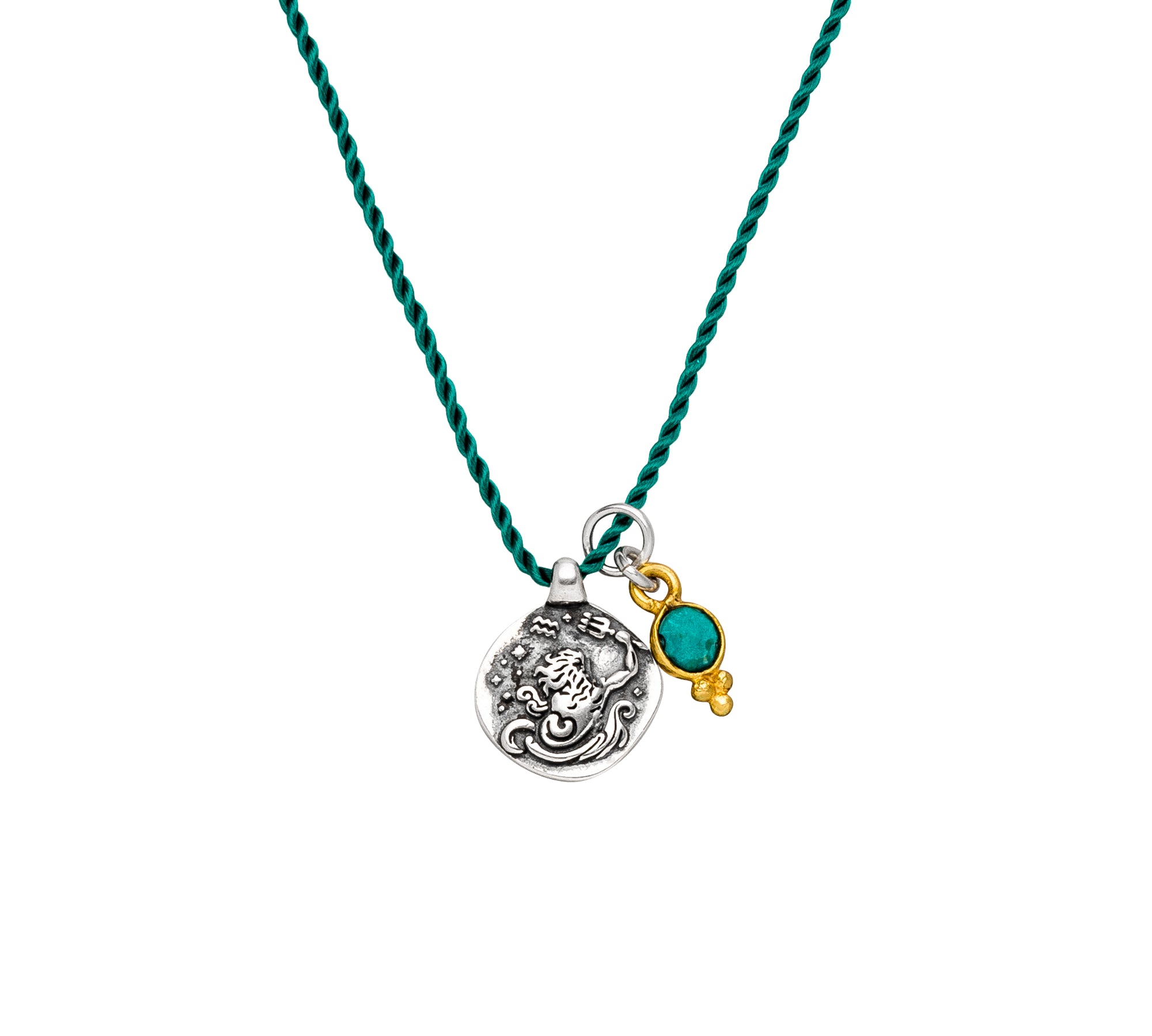 Sternzeichen Kette Wassermann mit Türkis und Silber. Symbol für Freiheit, Selbstausdruck und innere Stärke – für alle, die ihren eigenen Weg gehen.