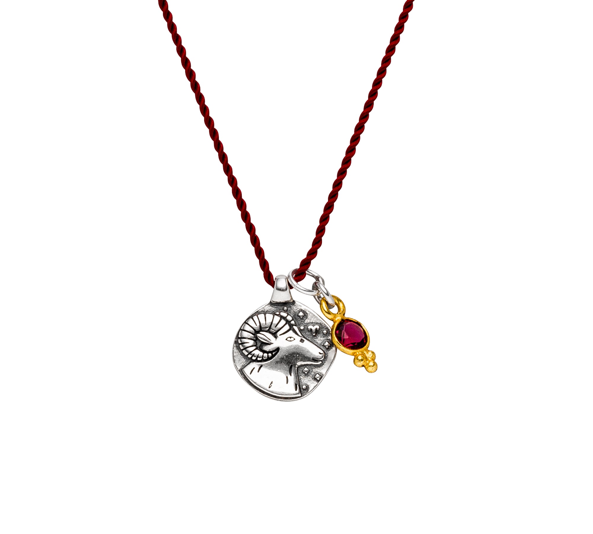 Sternzeichen Kette Widder mit Rubin | 925er Silber & Vergoldet