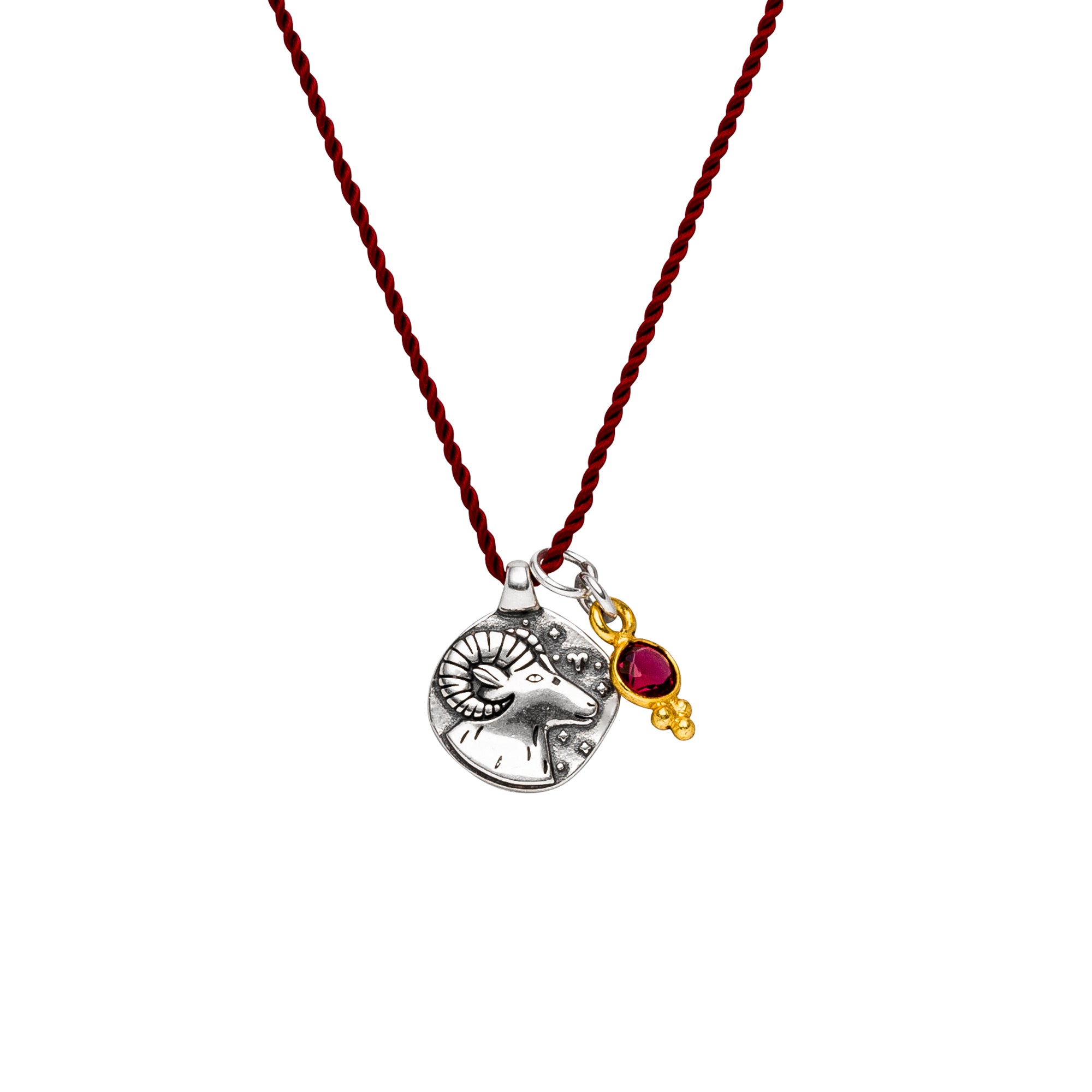 Sternzeichen Kette Widder mit Rubin | 925er Silber & Vergoldet
