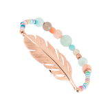 Armband Feder Rosevergoldet mit bunten Perlen