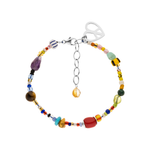 Farbenfrohes Hippie-Armband mit Citrin, Edelsteinen und Vintage Perlen. Für Freiheit, Lebensfreude, Selbstvertrauen und echte Woodstock-Vibes.