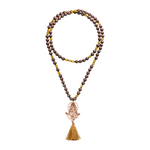 Citrin-Mala mit rosévergoldetem Ganesha-Anhänger – für mehr Stärke, Klarheit und Erdung im Alltag. Handgefertigt & bedeutungsvoll.