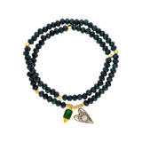 Doppelreihiges Stretcharmband „Open Heart & Smaragd“ mit Achat, Kristall & Smaragd. Für Herzensenergie, sanfte Transformation und innere Balance.
