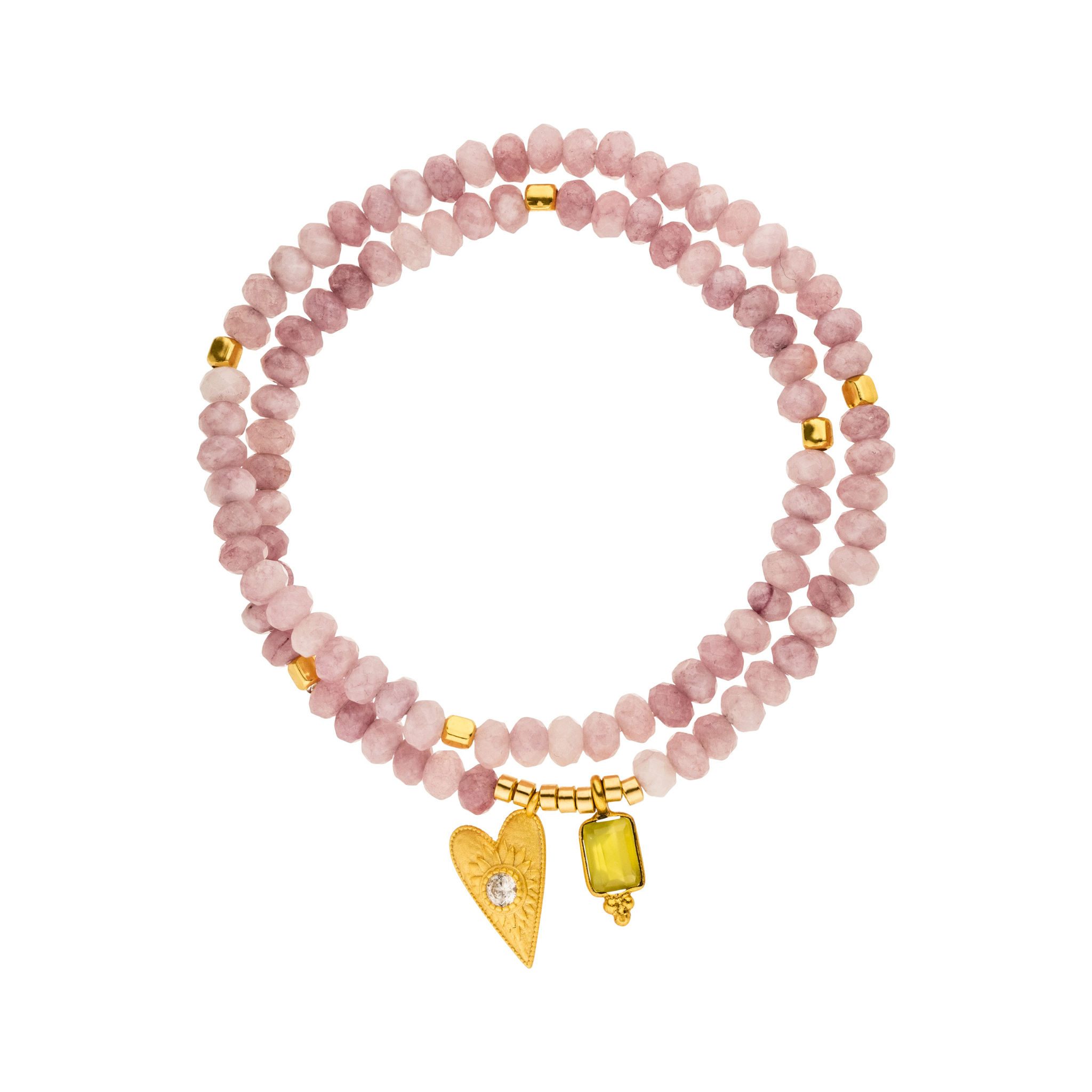 Doppelreihiges Armband „Open heart“ mit Achat, Kristall & gelber Chalcedon. Für Herzensenergie, sanfte Transformation und Leichtigkeit.
