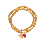 Doppelreihiges Armband „Open heart“ mit Achat, Kristall & pinker Rubin. Für Herzensenergie, sanfte Transformation und Leidenschaft.
