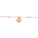 Fußkette mit Münzen „Wohlstand“ Mondstein Roségold