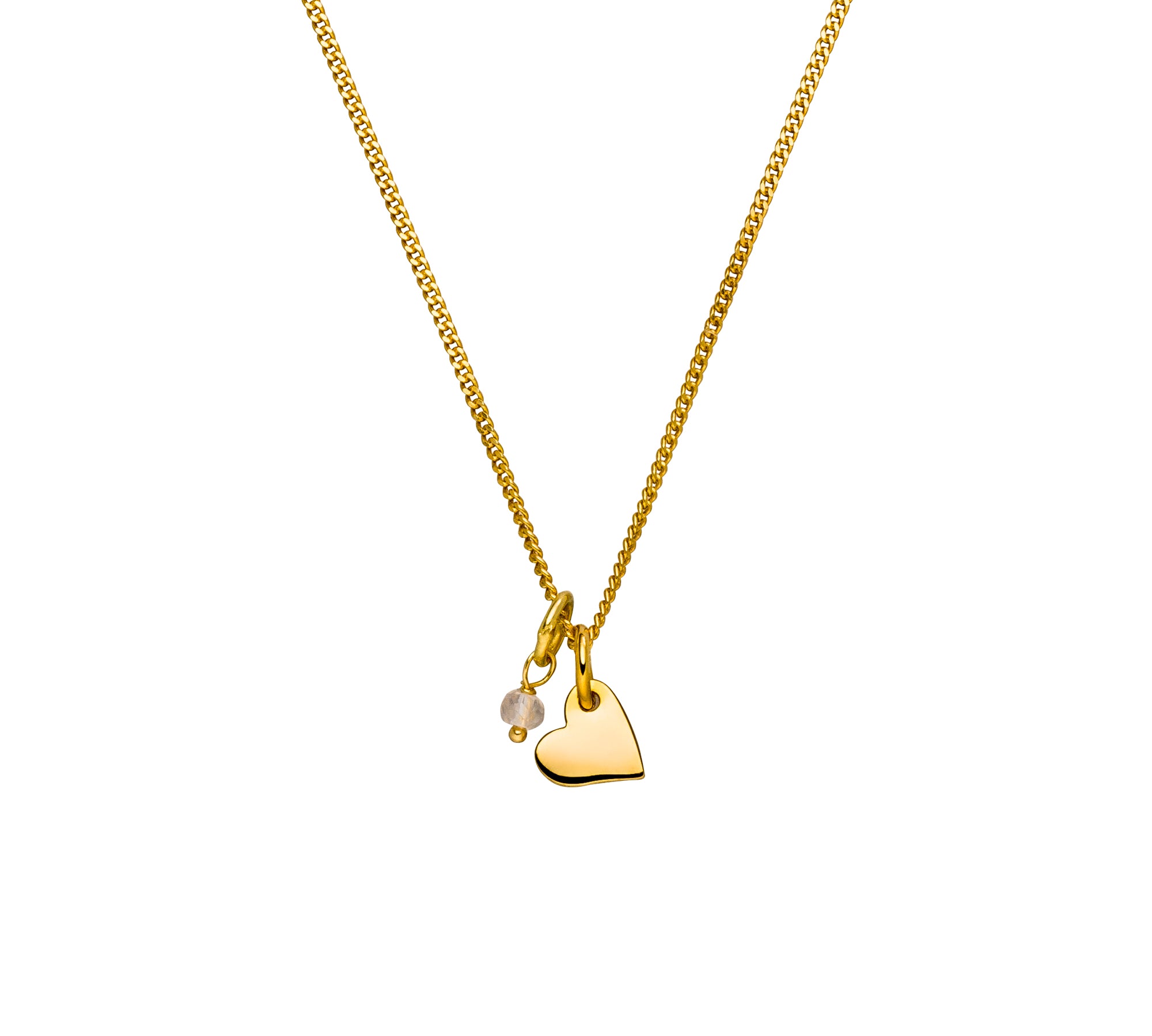 Herzkette aus vergoldetem Sterlingsilber mit Rosenquarz. Bedeutungsvoller Schmuck für Selbstliebe, Achtsamkeit und positive Energie.
