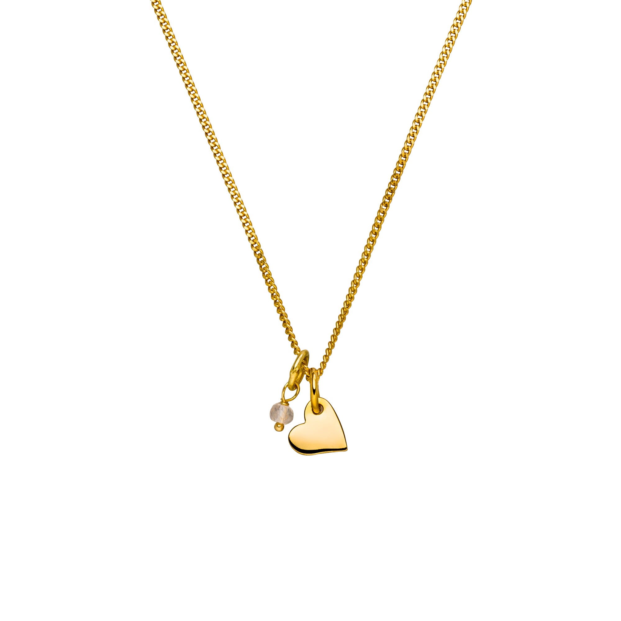 Herzkette aus vergoldetem Sterlingsilber mit Rosenquarz. Bedeutungsvoller Schmuck für Selbstliebe, Achtsamkeit und positive Energie.