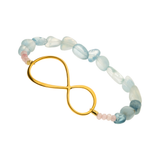 Infinity Stretcharmband „Vertraue“ mit Aquamarin, Gold