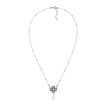 Kleeblatt Kette aus 925 Silber mit Bergkristall Anhänger.