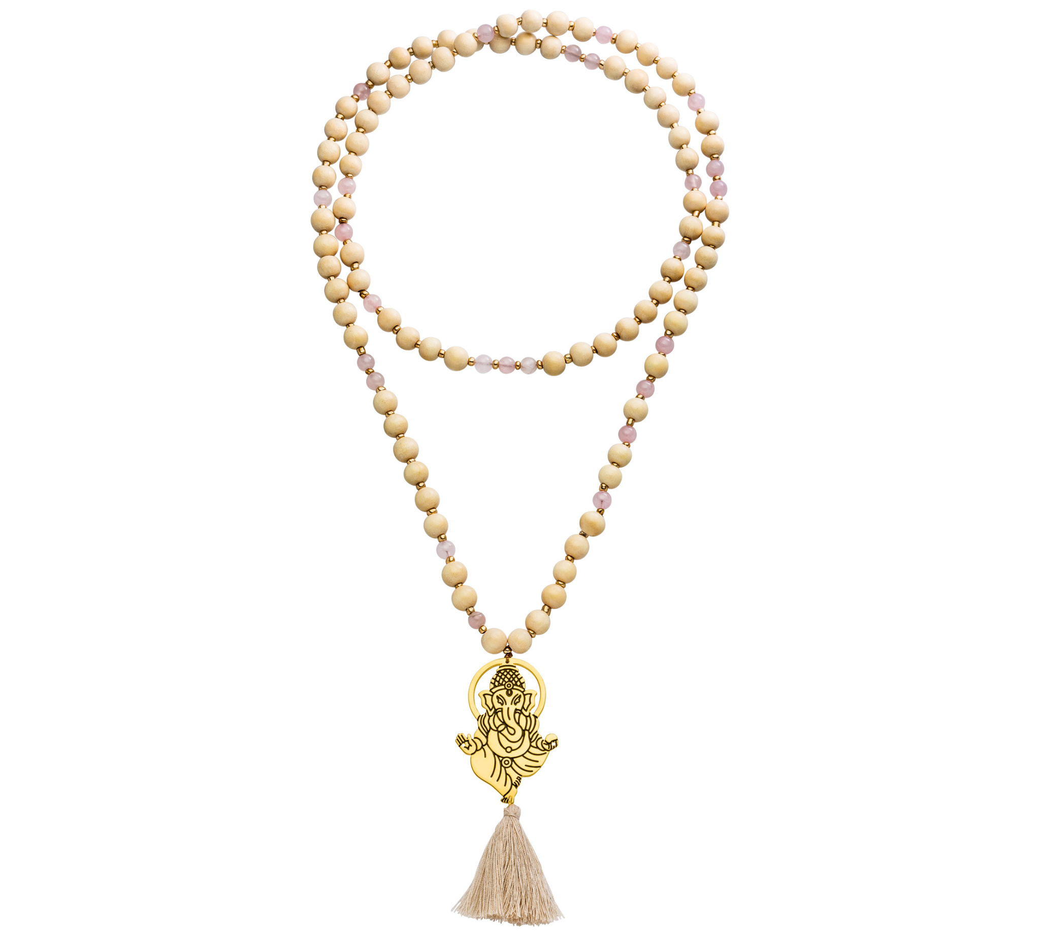 Spirituelle Mala „I Love Myself“ aus Rosenquarz mit Ganesha. Fördert Selbstliebe, Herzöffnung und innere Balance. Dein täglicher Seelenbegleiter.