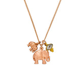 Elefanten Kette „Deep Connection“ aus Sterlingsilber rosé vergoldet, geschliffener Mondstein. Symbol für Verbundenheit, Schutz und inneren Frieden. Länge 50 oder 60 cm.