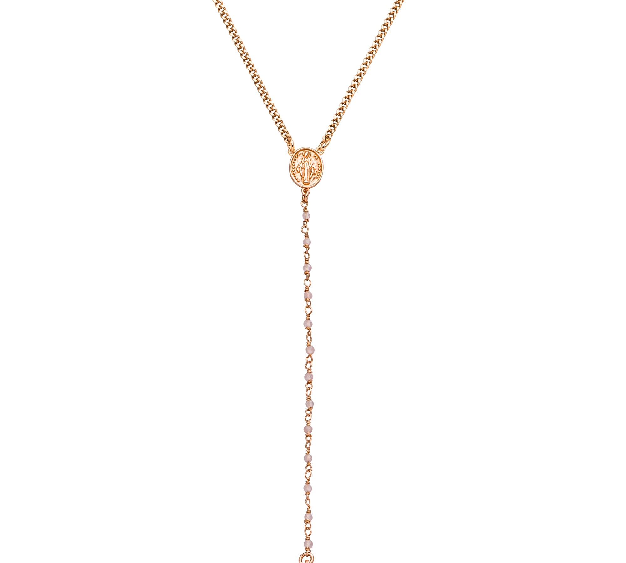 „PRAYER“ Kette in Roségold mit Rosenquarz: moderner Spirit-Schmuck für Selbstliebe, Zuversicht und Schutz. Ein stiller Begleiter voller Bedeutung im Alltag.
