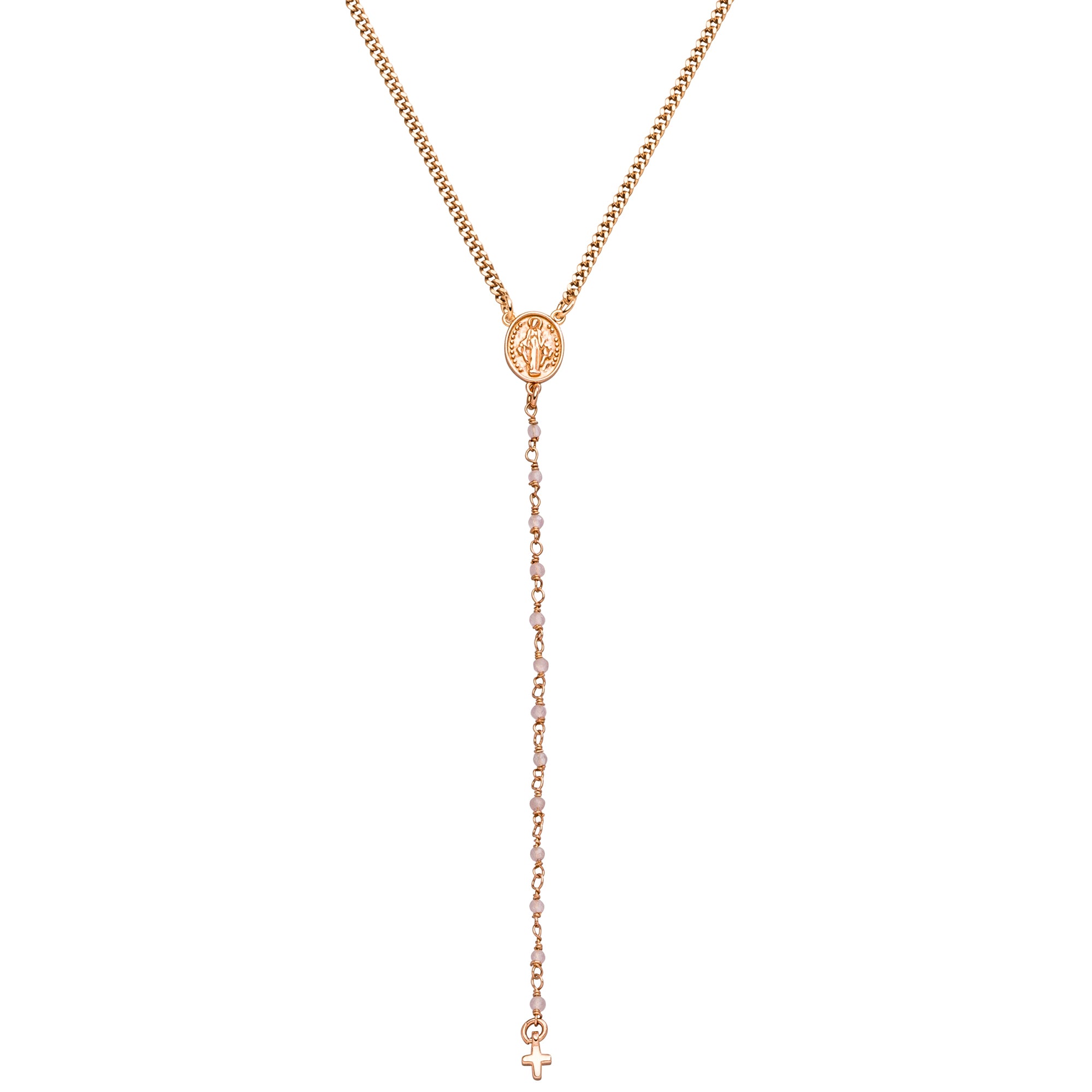 „PRAYER“ Kette in Roségold mit Rosenquarz: moderner Spirit-Schmuck für Selbstliebe, Zuversicht und Schutz. Ein stiller Begleiter voller Bedeutung im Alltag.