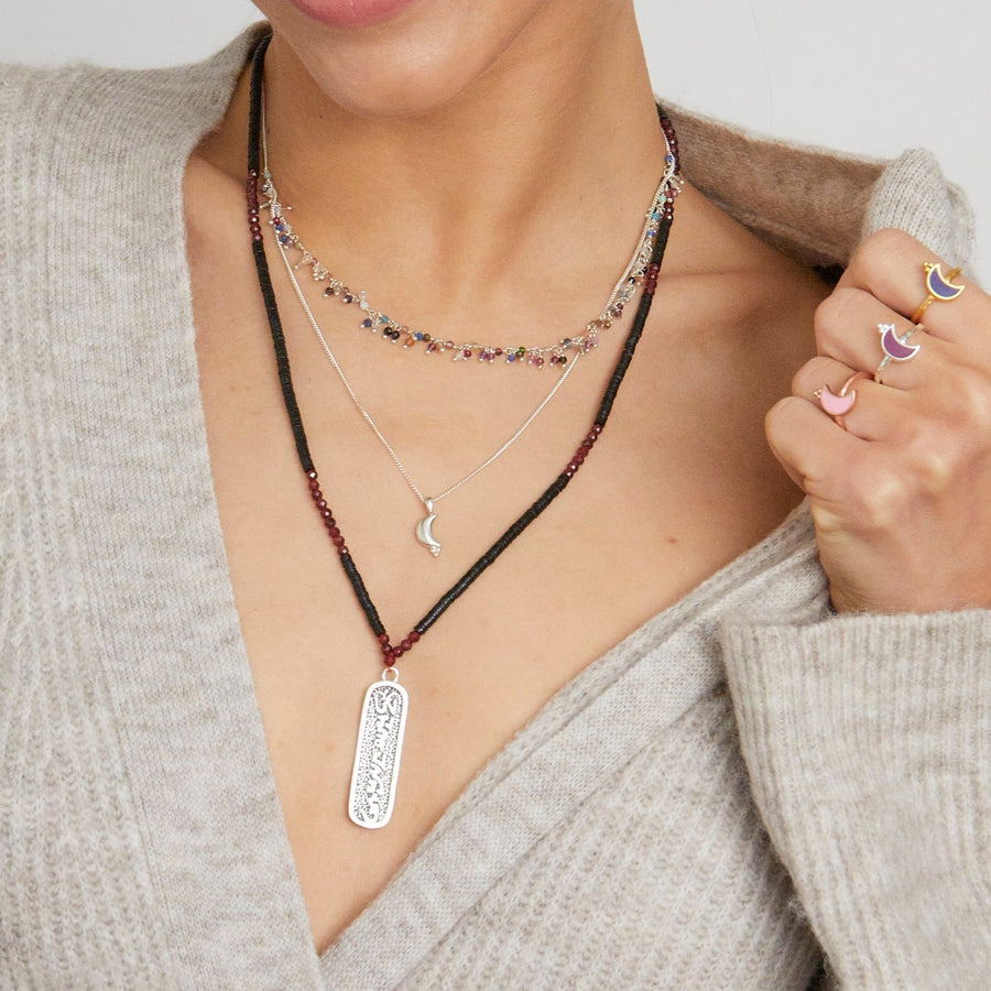 Magic Moon layer choker, silver