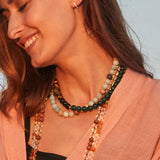 Edelstein Kette aus Amazonit und Labradorit Steinen als Heilsteinkette.