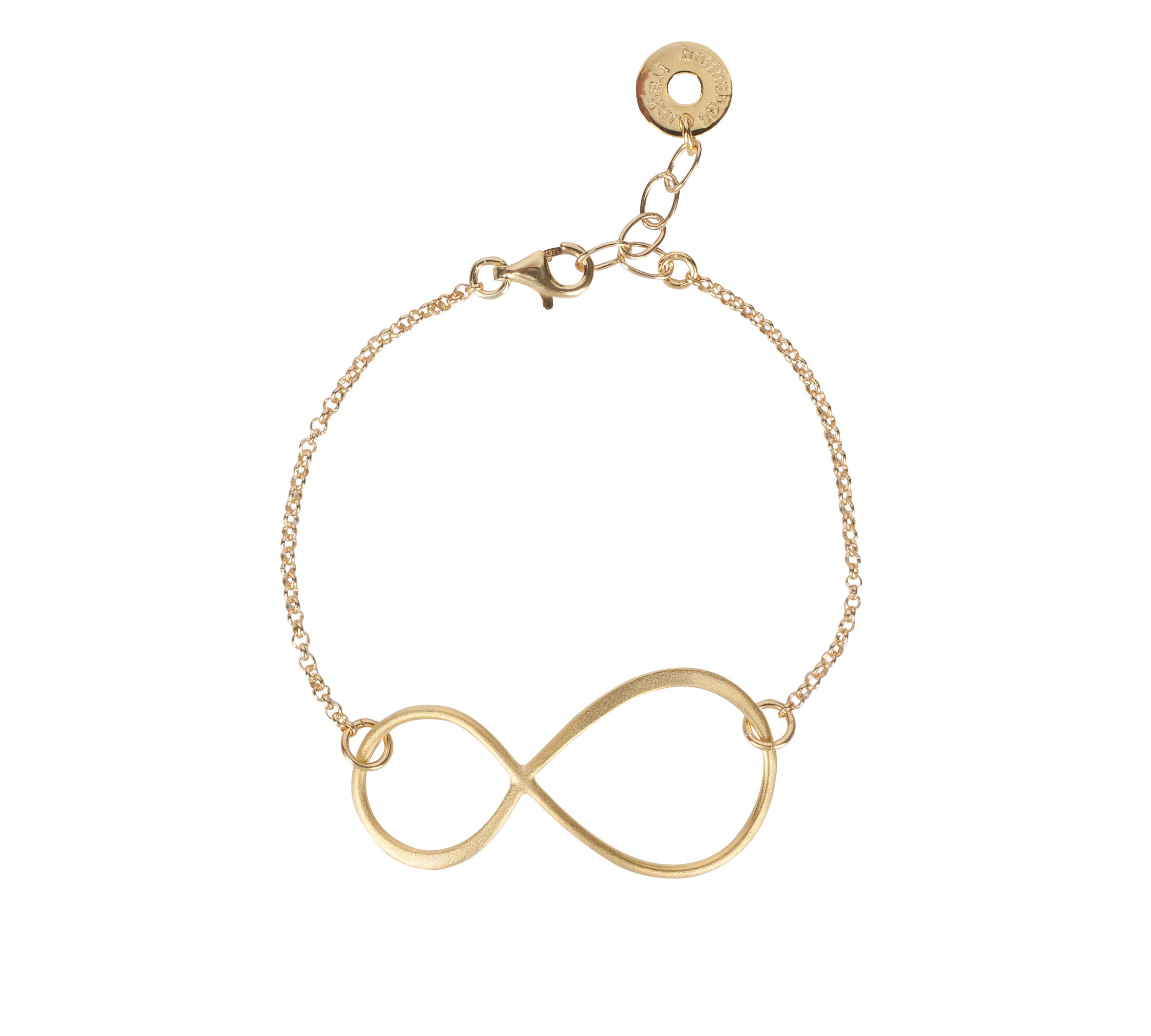 Infinity Armband in vergoldetem Sterlingsilber mit Verlängerungskette von Hoffnungsträger Hamburg.