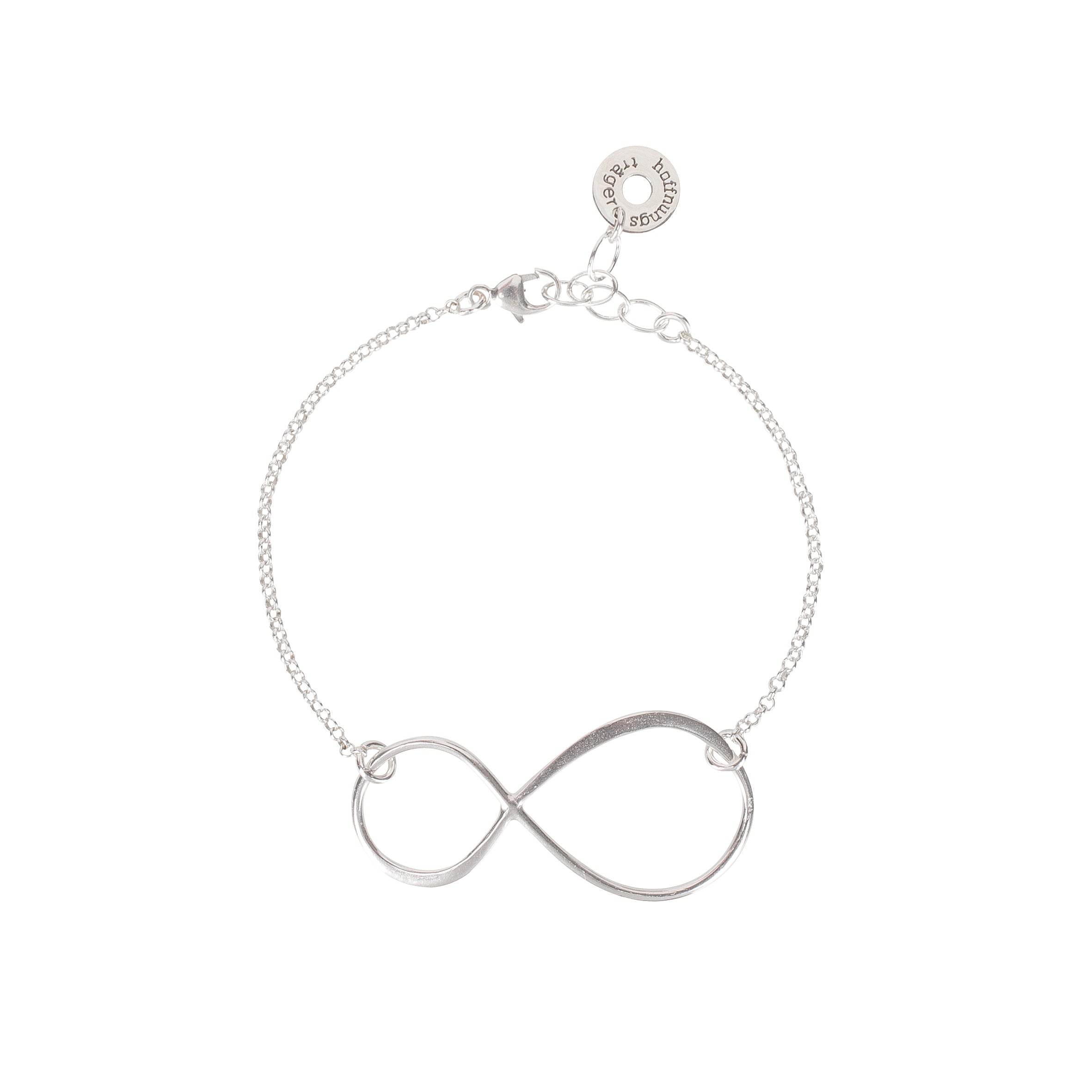 Infinity Armband aus 925er Sterlingsilber mit Verlängerungskette.