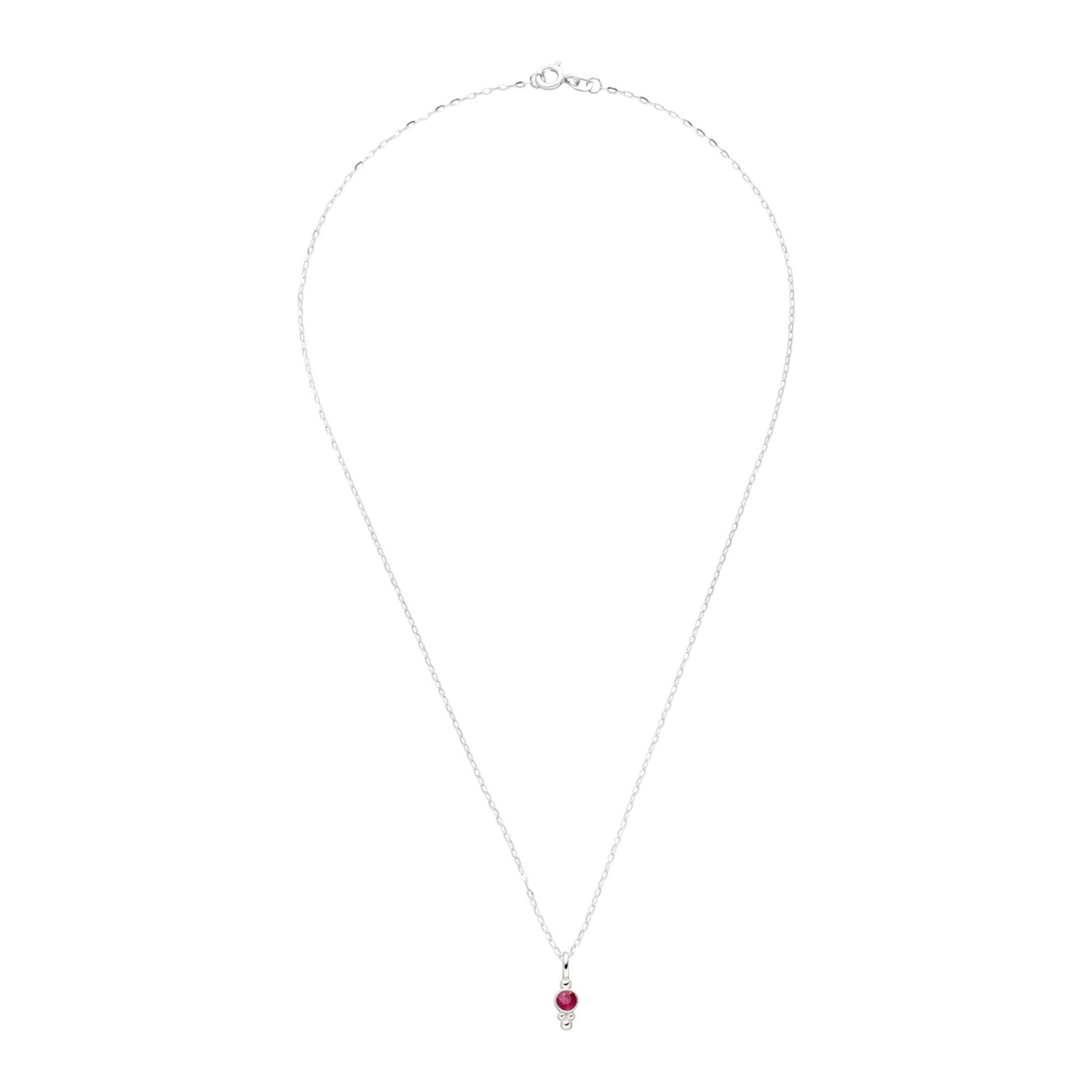 Geburtsstein Kette Juli mit Rubin an 925er Sterlingsilber Kette.