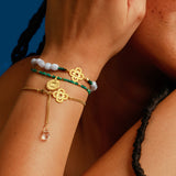 Kleeblatt Chalcedon Armband „Ich bin es wert“