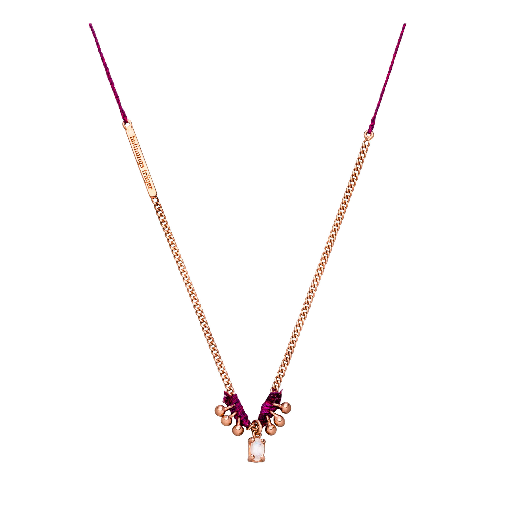 Rosévergoldete Mondstein Kette als Yoga Schmuck in Handarbeit aus Bali.