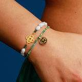 Kleeblatt Chalcedon Armband „Ich bin es wert“