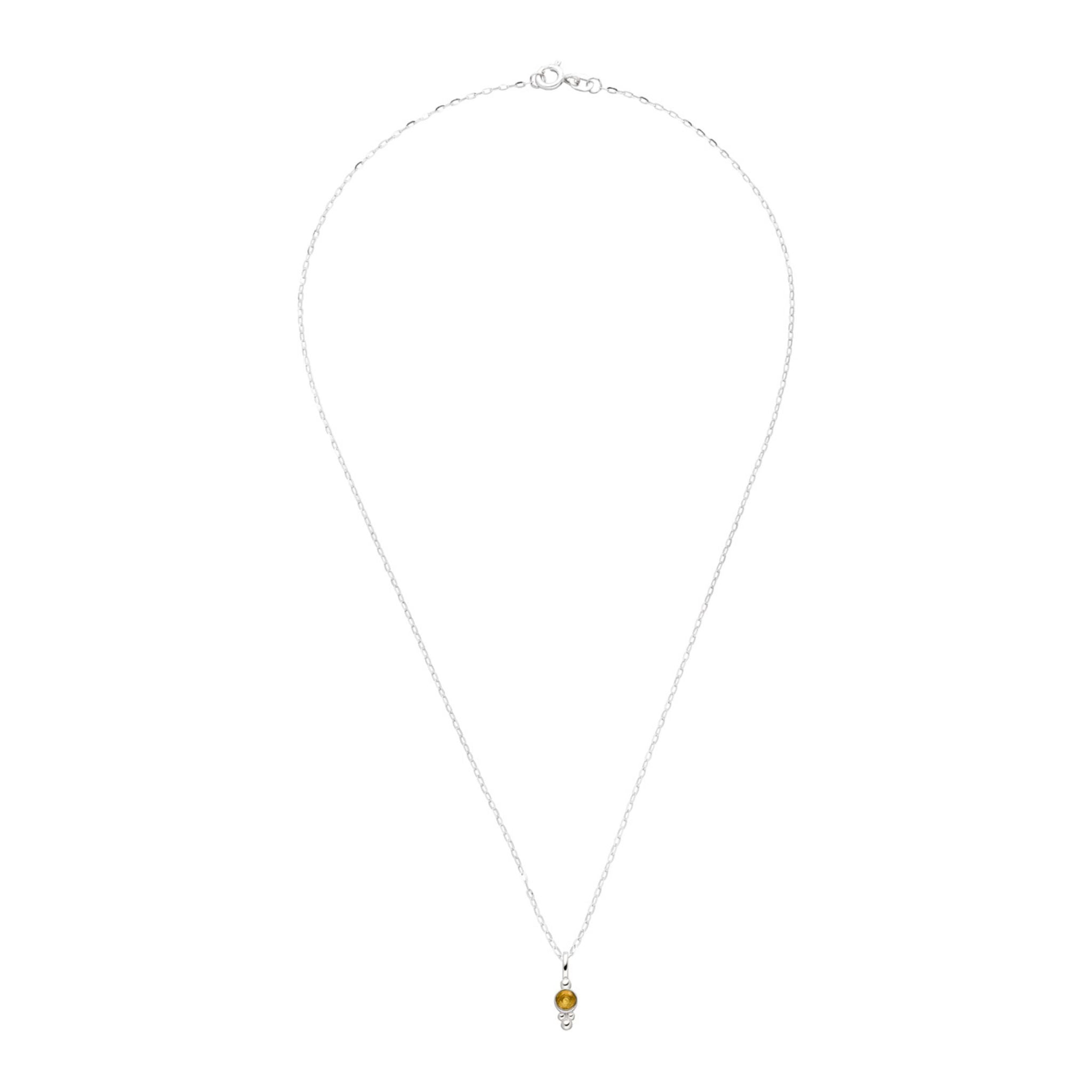 Geburtsstein Kette November mit Citrin Anhänger und 925er Silber Kette.