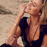 Om Mani Padme Hum stretch bracelet, rose gold