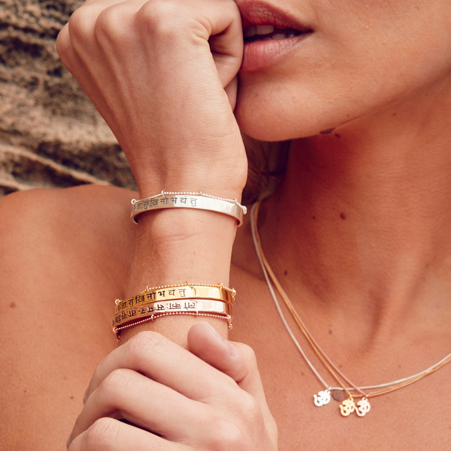 Mantra Bangle Kugelkette, Roségold