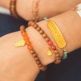 Shanti Bracelet Sandalwood Stretch, Namasté &amp; Orange Carnerol 