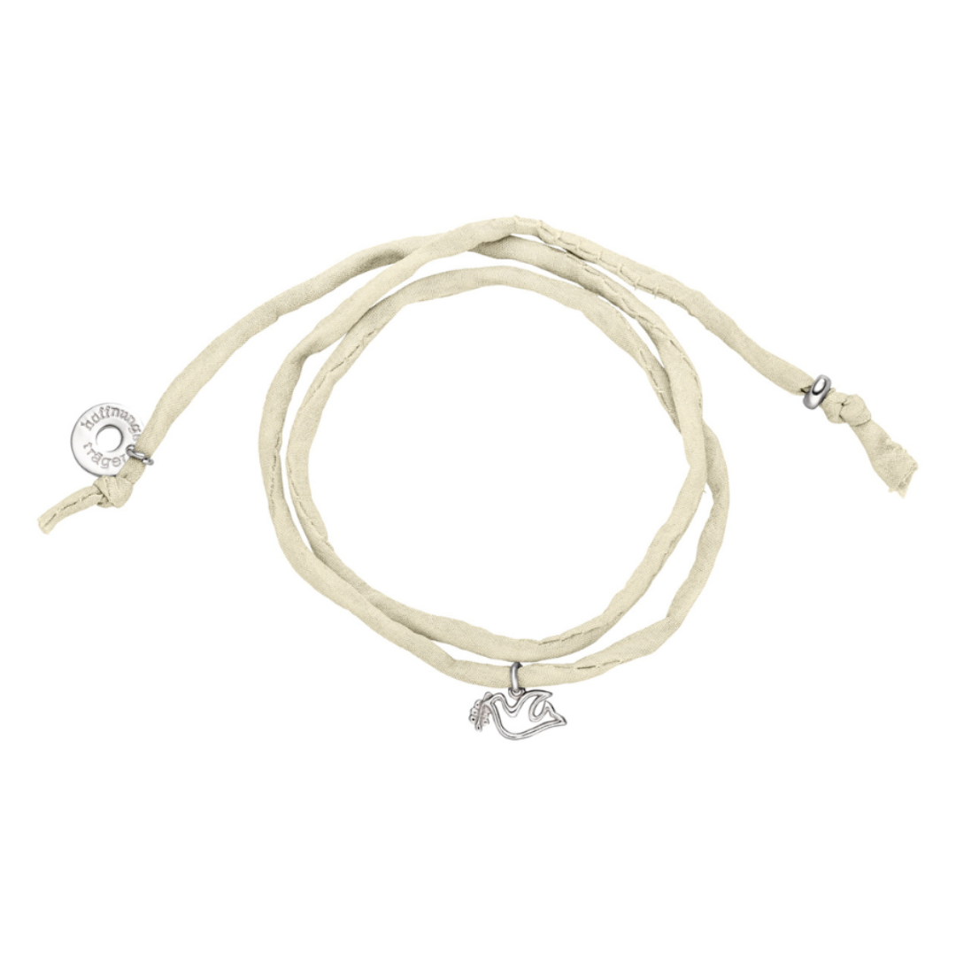 „Some hope“ Seidenarmband Friedenstaube, Silber
