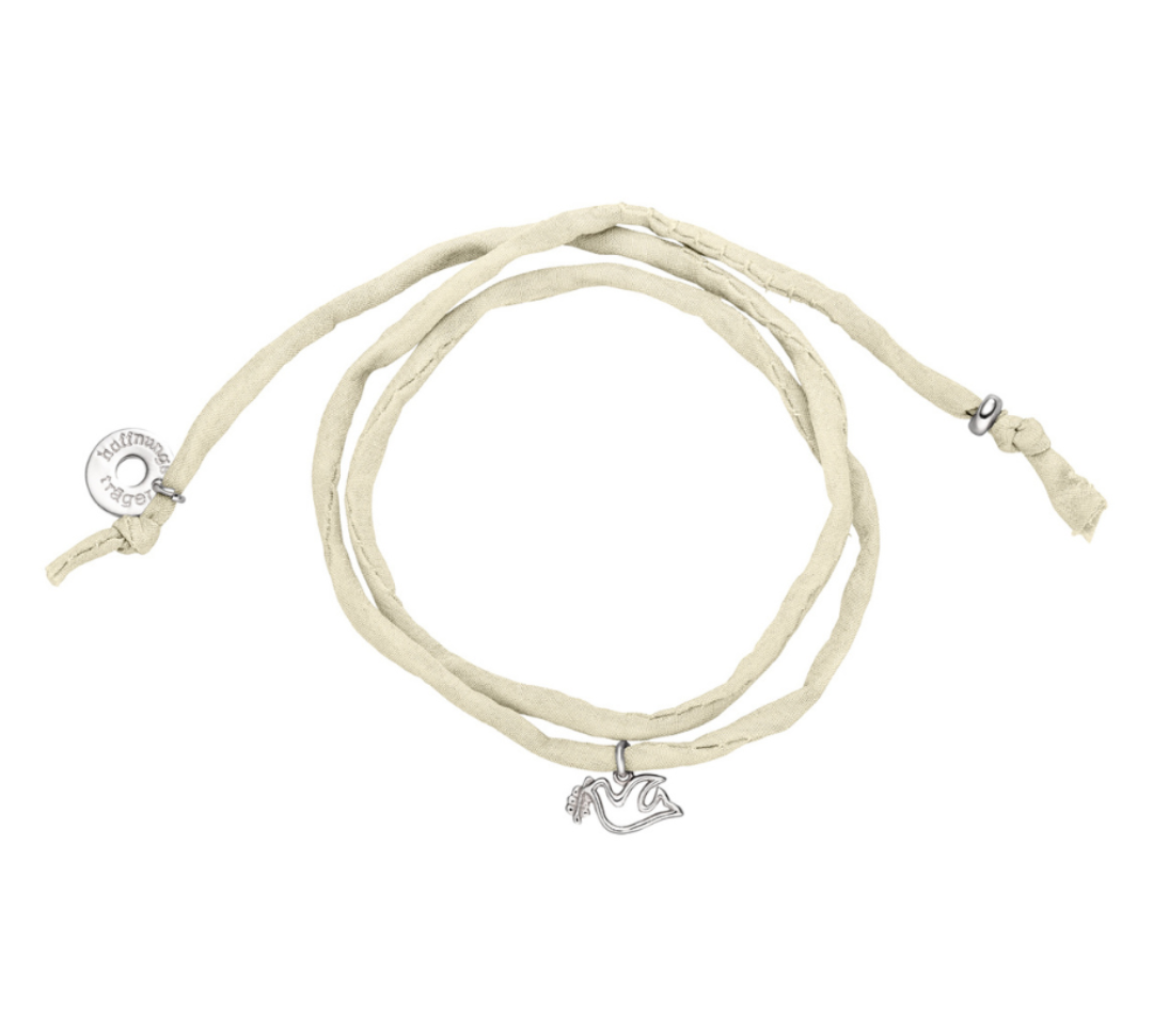 „Some hope“ Seidenarmband Friedenstaube, Silber
