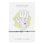 Als Waage bist du sinnlich, charmant & gerecht. Sternzeichen Armband Waage mit Peridot Stein, sowie erklärender Karte. 
