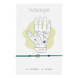 Als Waage bist du sinnlich, charmant & gerecht. Sternzeichen Armband Waage mit Peridot Stein, sowie erklärender Karte. 